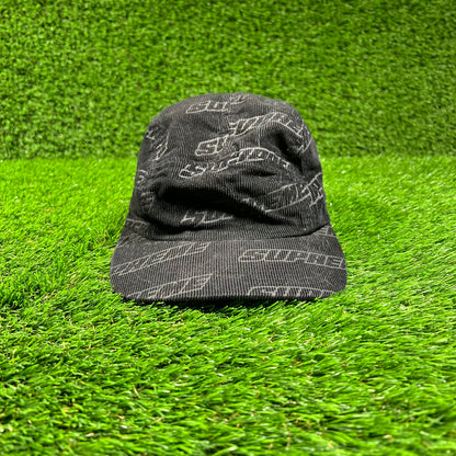 Supreme Debossed Corduroy Repeat Black Camp Hat USED x16273