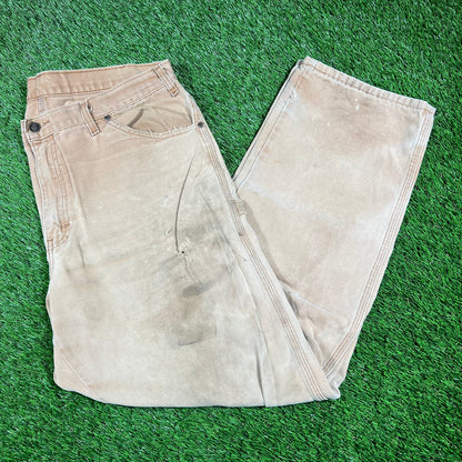 Y2K Dickies Tan Cargo Pants Size 36 USED v16801