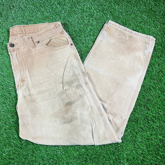 Y2K Dickies Tan Cargo Pants Size 36 USED v16801