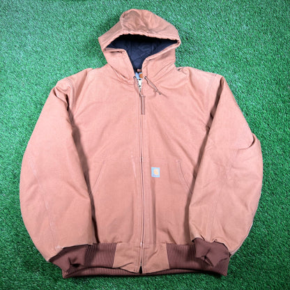 Y2K Carhartt Brown Zip Up Workwear Jacket Size Large USED v18061