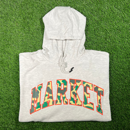 Market Reverse Duck Camo Grey Hoodie Size XL USED x15795