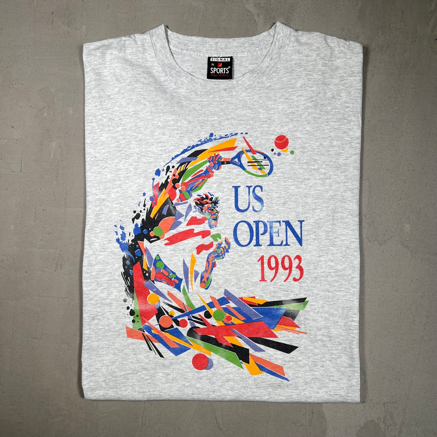 1993 US Open Artwork Grey Tee Size XL USED v19324