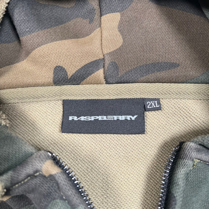 GV Gallery Raspberry Hills Camo "Rasp" Logo Full Zip Hoodie Size XXL USED x17491