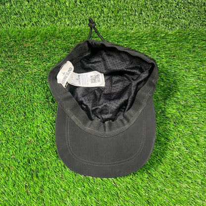 Stone Island Black Nylon Patch Hat USED x16707