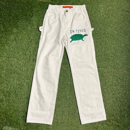 CPFM 2022 Im Tired White Double Knee Painters Pants Size 1 (32) USED