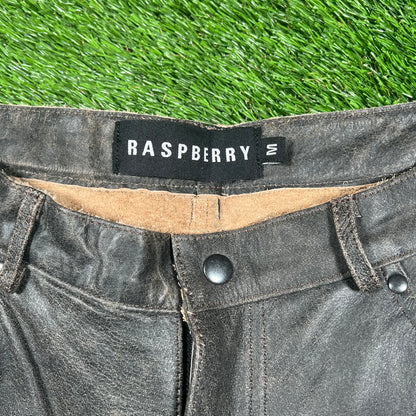 GV Gallery Raspberry Hills Brown Leather Double Knee Shorts Size Medium USED x15154