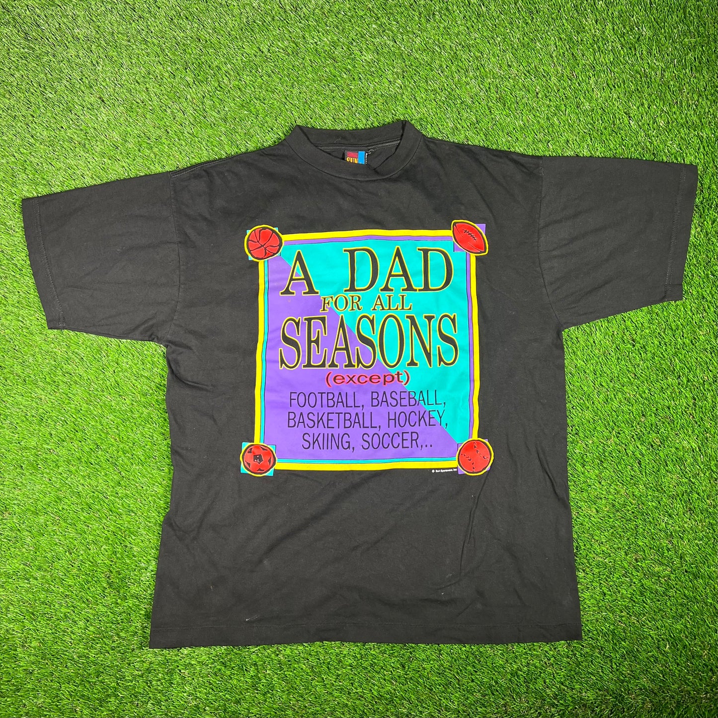 1990s "A Dad for All Seasons" Black Humor Tee Size Large USED v17497
