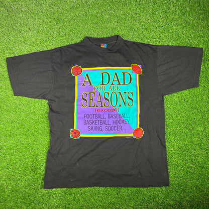 1990s "A Dad for All Seasons" Black Humor Tee Size Large USED v17497