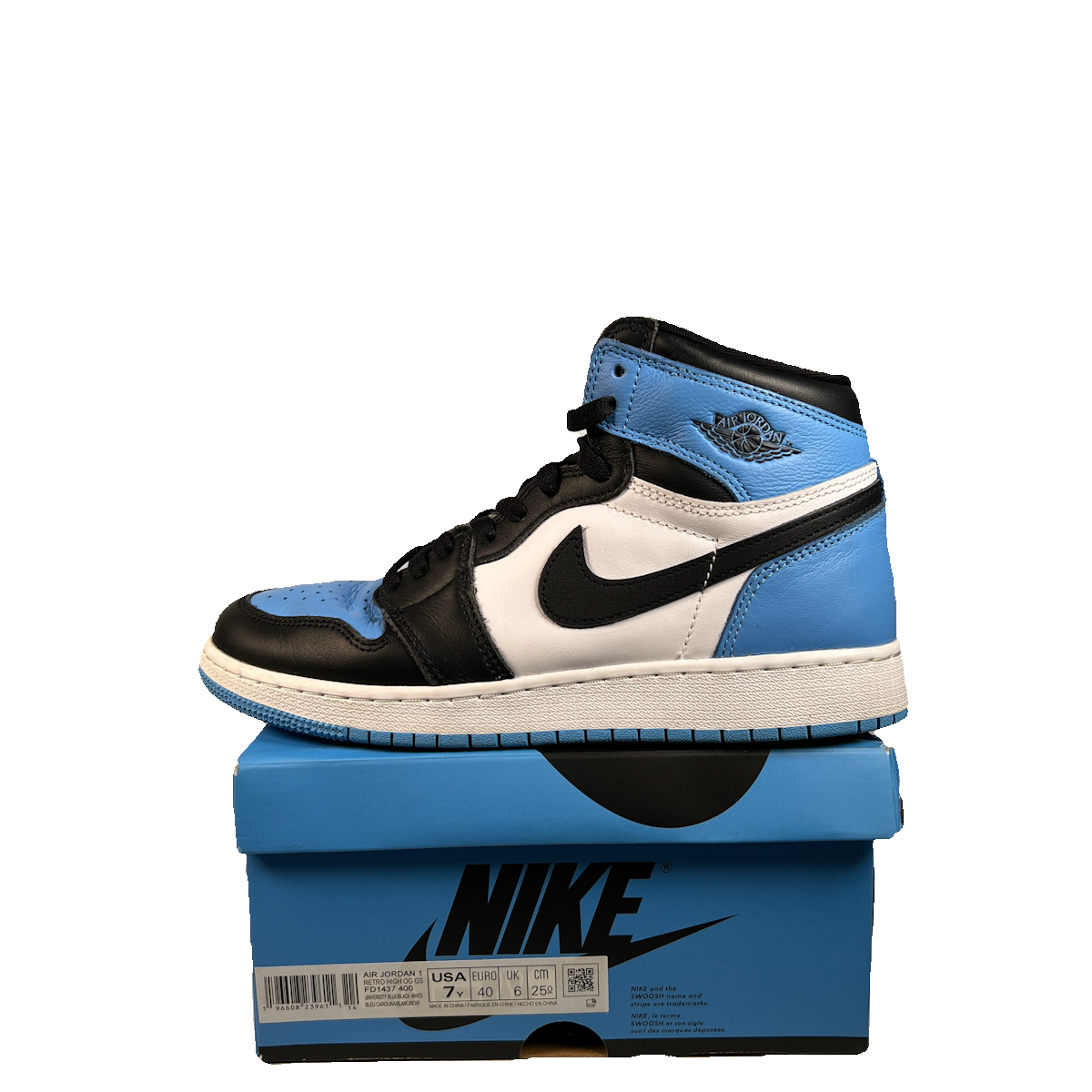 Jordan 1 High UNC Toe (2023) Size 7y USED s22594