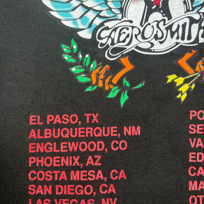 1993 Aerosmith Aero Force One Tour Black Tee Size Large USED v16633