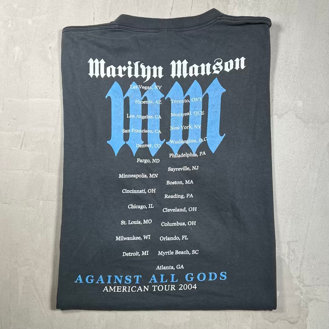 2004 Marilyn Manson "Against all Gods" Black Tee Size XL USED v20266