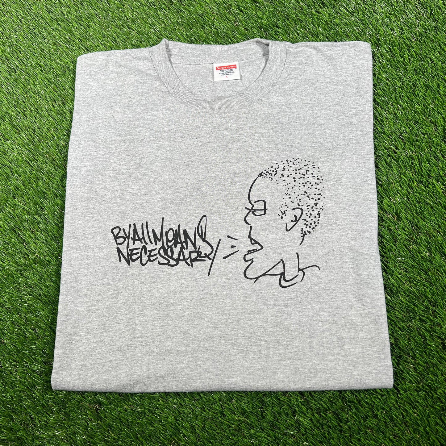 Supreme KRS One All Means 2014 Grey Tee Size Large USED x14511