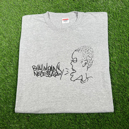 Supreme KRS One All Means 2014 Grey Tee Size Large USED x14511