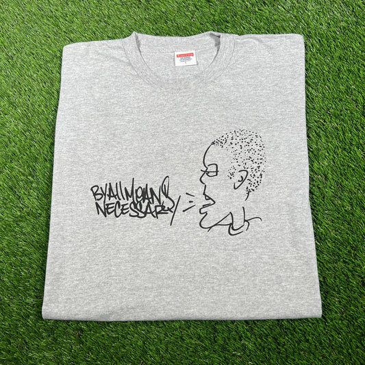 Supreme KRS One All Means 2014 Grey Tee Size Large USED x14511