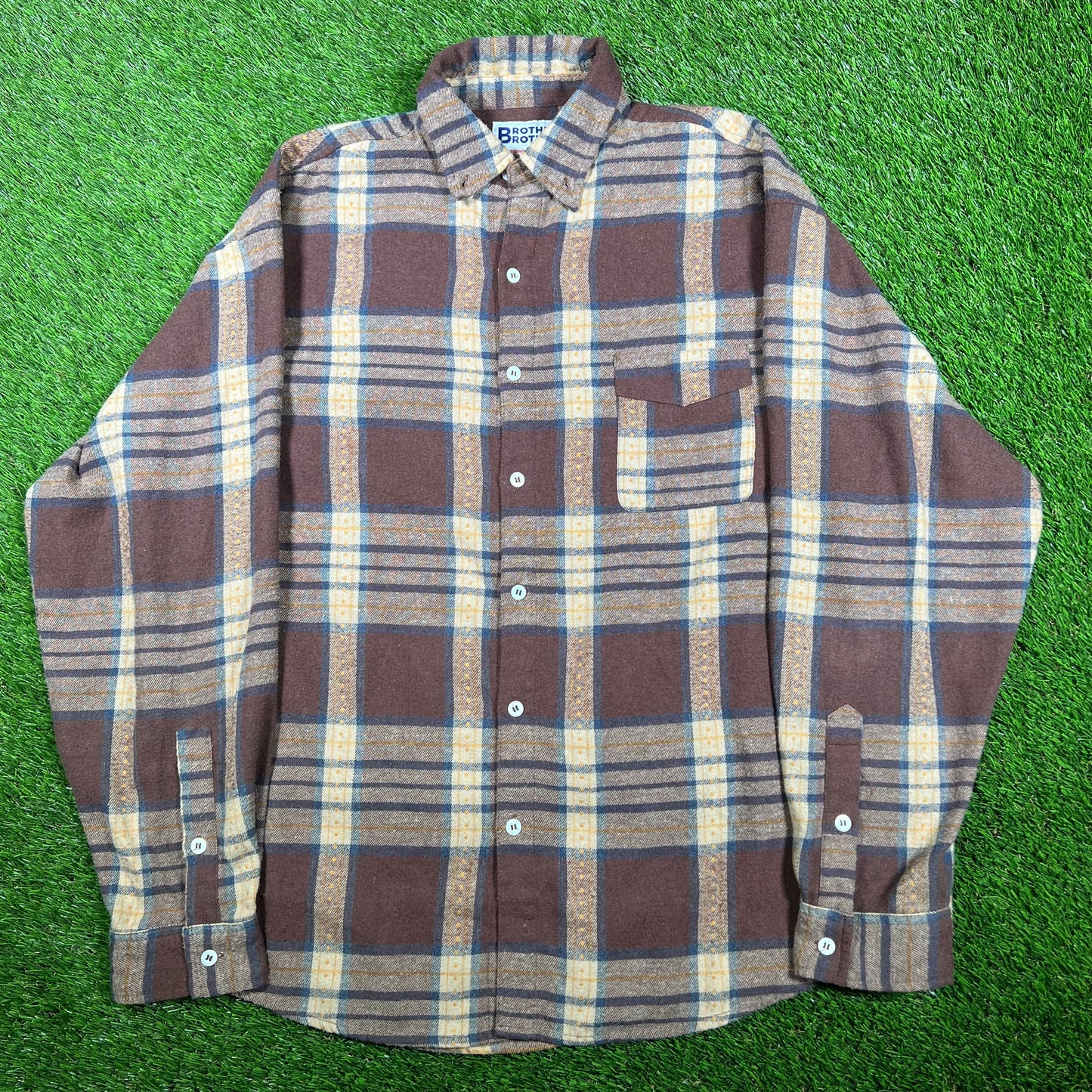 Brother Brother Maroon Plaid Flannel Size Large USED x14800