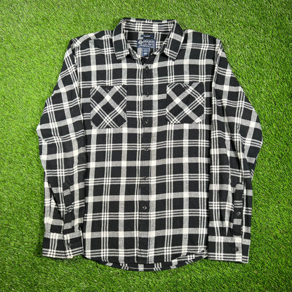 American Rag Black Flannel Button Up Shirt Size XL USED v17405