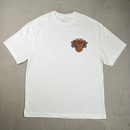 Greedy Unit White Knicks Tee Size Small USED x18464