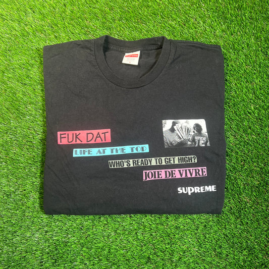 Supreme Joie de Vivre Black Tee (2022) Size Large USED x16858
