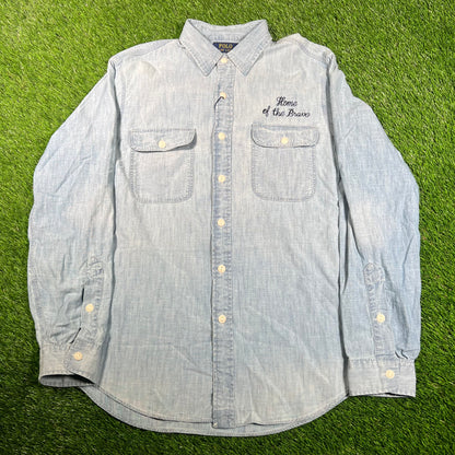 Polo Ralph Lauren Home of The Brave Denim Button Up Shirt Size Medium NEW v18043