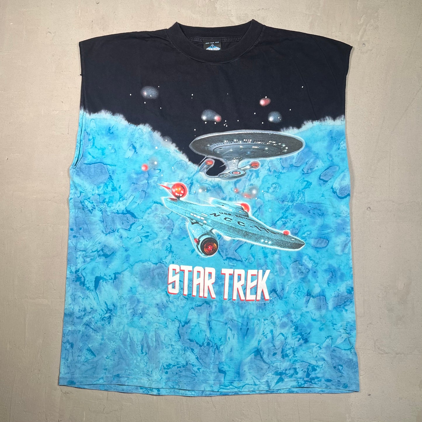 1999 Star Trek Space Ship Tie Dye Sleeveless Size XL USED v19402