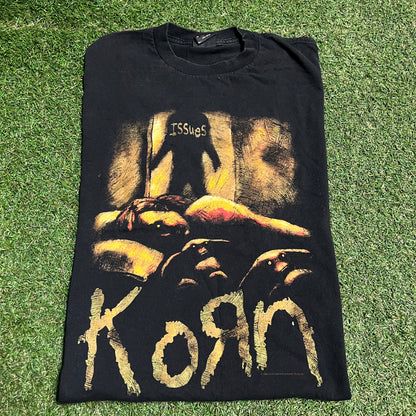 1999 Korn "Issues" Shadow Graphic Black Tee Size Large USED v16349