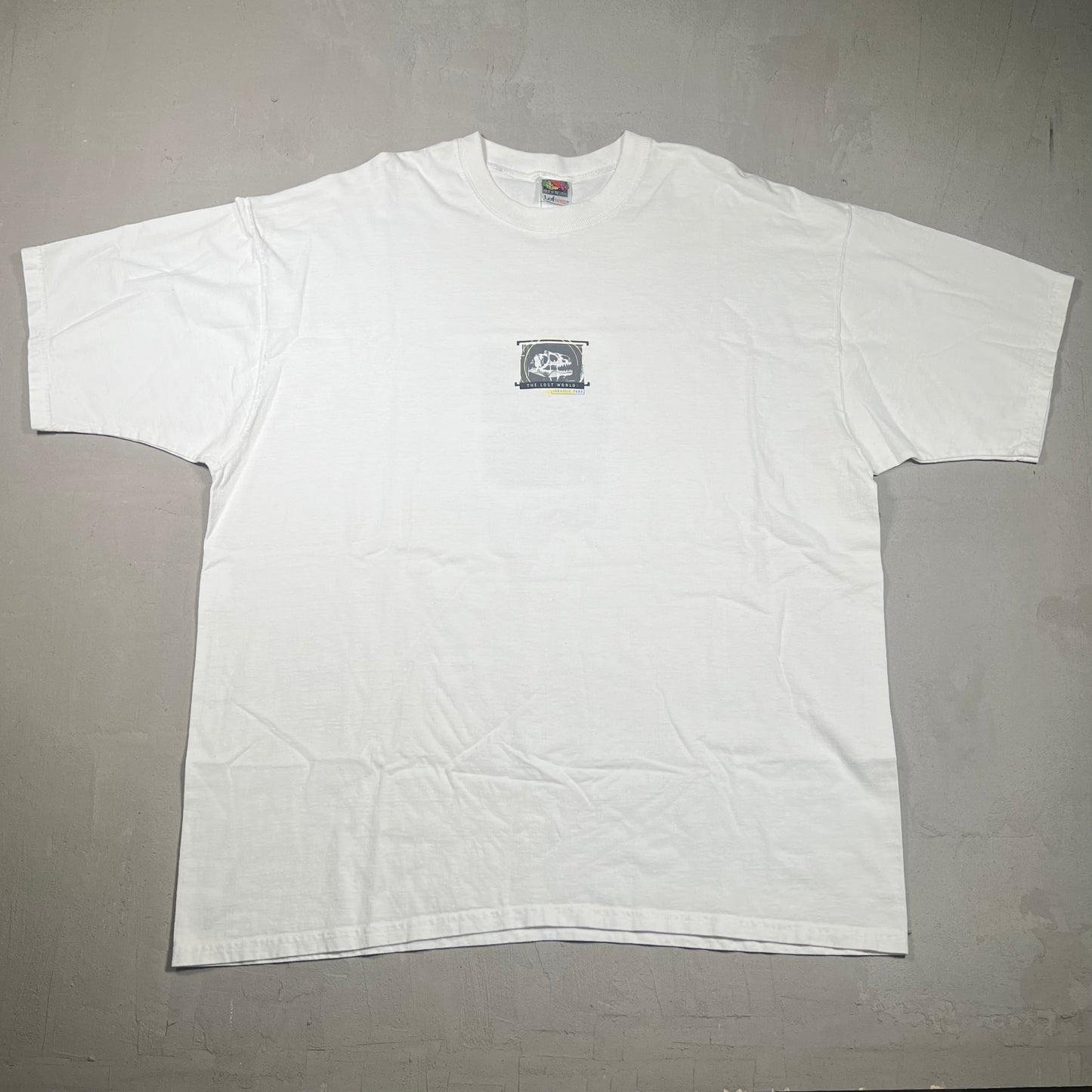 1997 Jurassic Park Lost World Crew White Tee Size XXL USED v15047