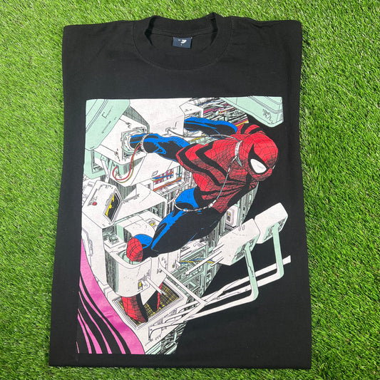 Mask and Disguise M.A.D. Marvel "Spiderman" Black Tee Size Large USED v17081