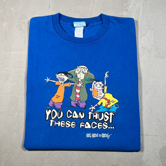 2001 Ed, Edd, and Eddy Cartoon Blue Tee Size XL USED v19146