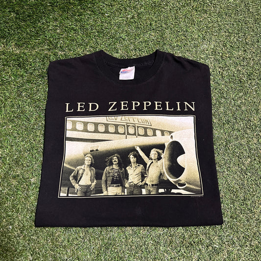 2006 Led Zeppelin Airplane Group Photo Black Tee Size XL USED v15915
