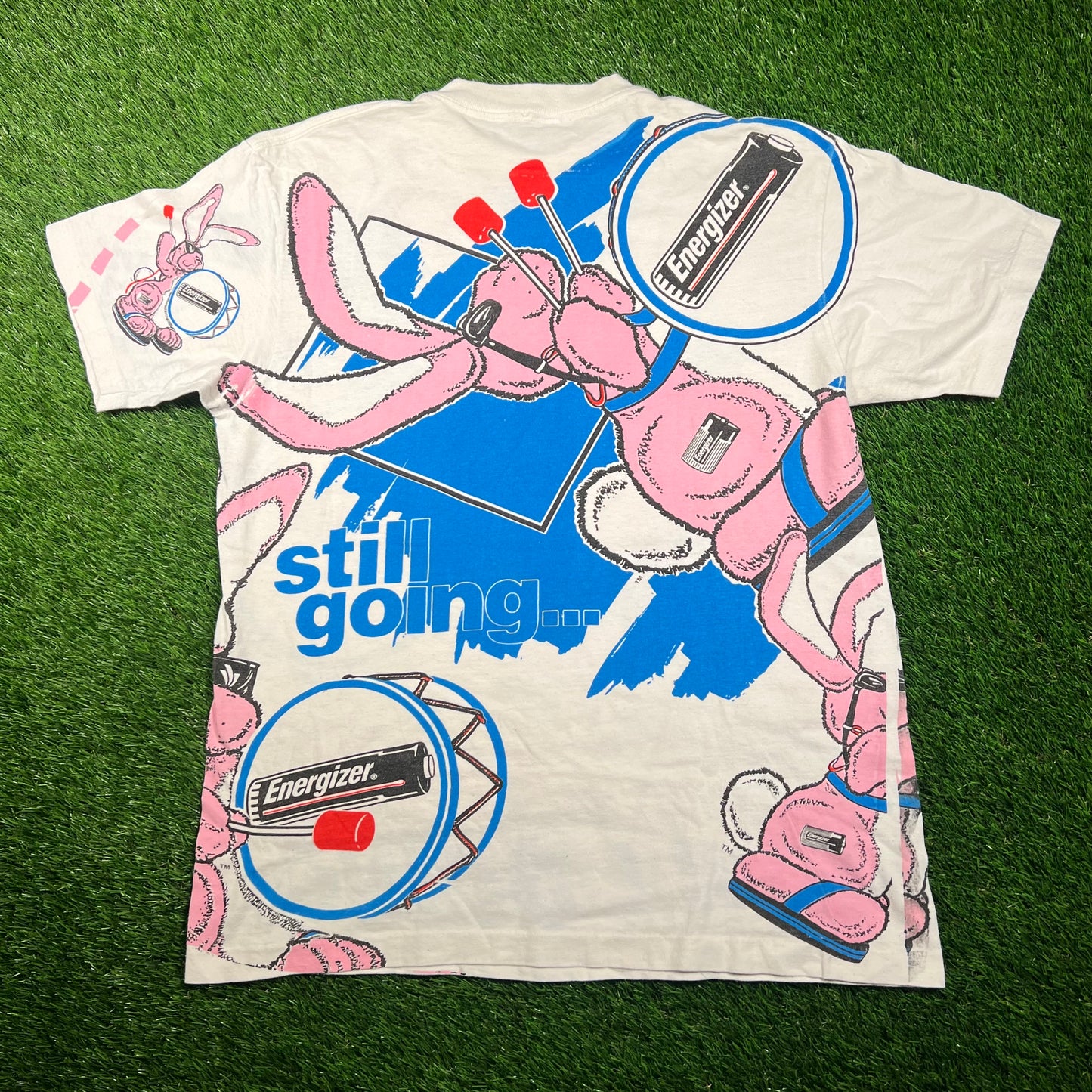 1993 Energizer Bunny AOP White Tee Size Medium USED v18727