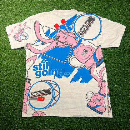 1993 Energizer Bunny AOP White Tee Size Medium USED v18727