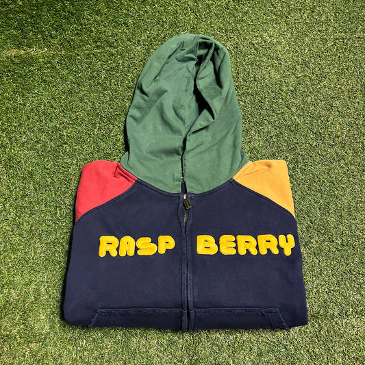 GV Gallery Raspberry Color Block Zip Up Navy Hoodie Size Large NEW x13961