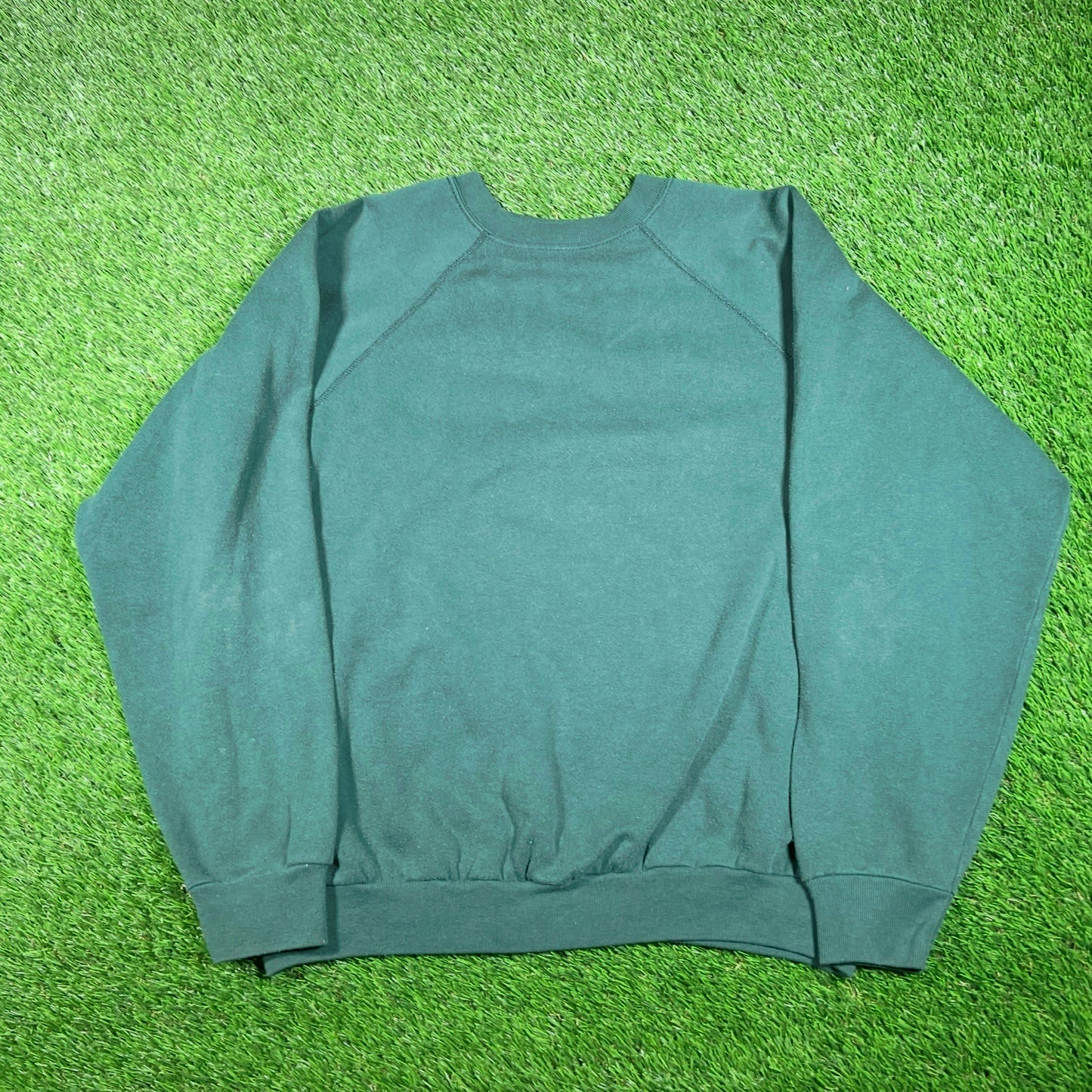 1990s Tultex Green Blank Crewneck Size Large USED v17641