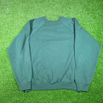 1990s Tultex Green Blank Crewneck Size Large USED v17641