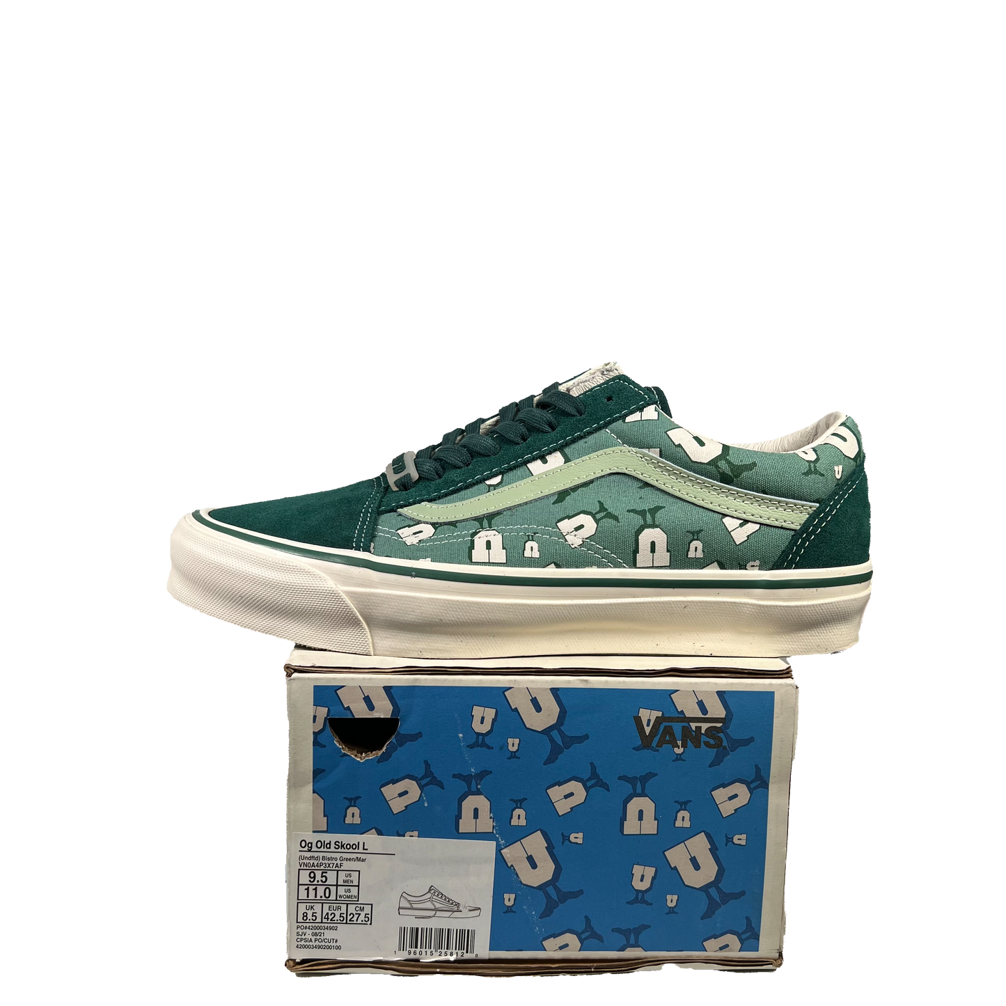 Vans Old Skool Undefeated U/Man Bistro Green (2021) Size 9.5 NEW s20227