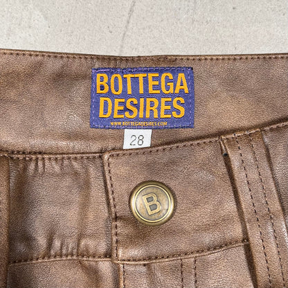 Bottega Desires Brown Leather Shorts Size 28 USED x17555