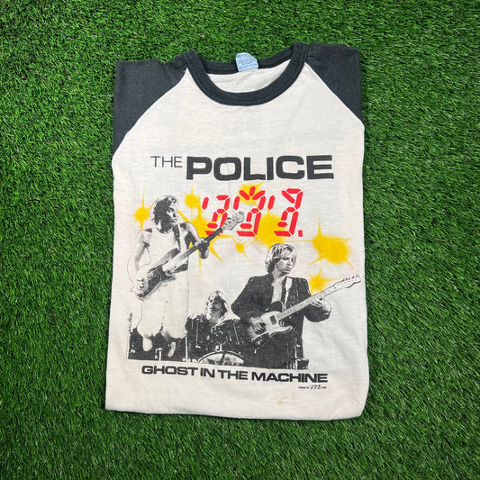 1982 The Police "Ghost in The Machine" Tour Raglan White Longsleeve Size Large USED v18664