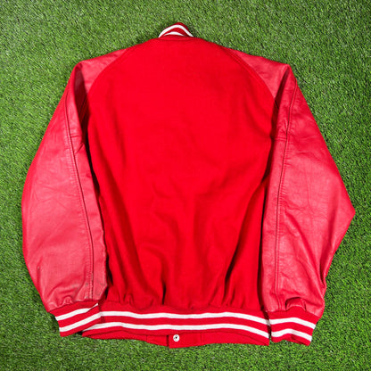 1990s Matts Jacket Red Varsity Jacket Size 44 (XL) USED v17107