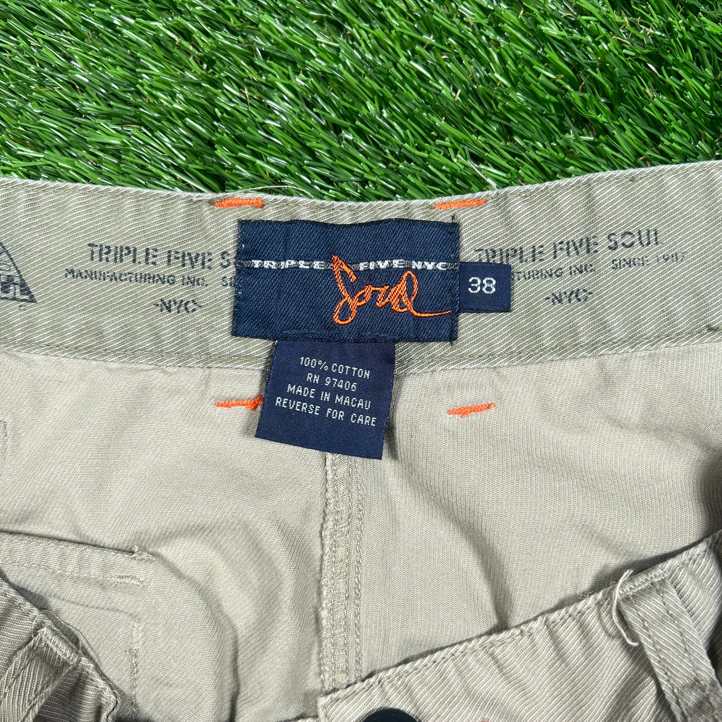Y2K Triple Five Soul Tan Cargo Pants Size 38 USED v17905