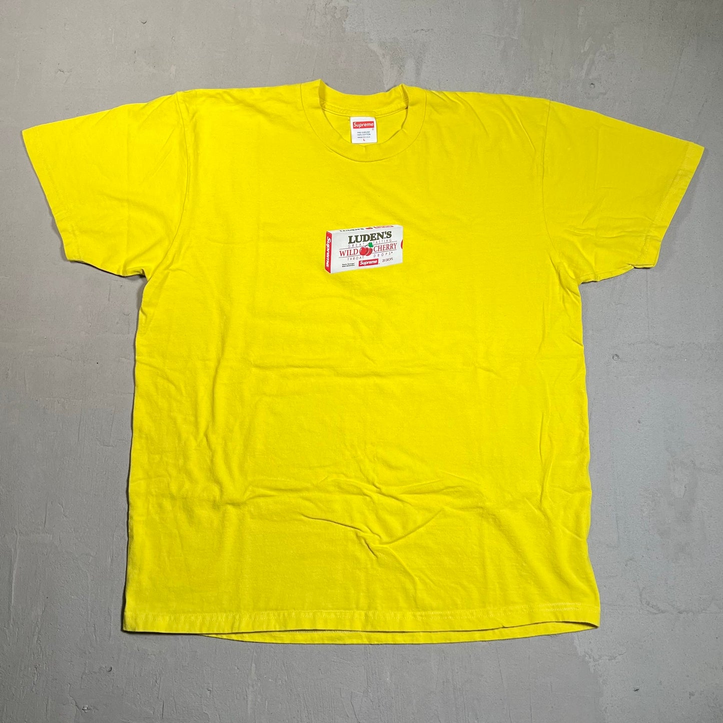 Supreme Ludens Yellow Tee Size Large USED x17635