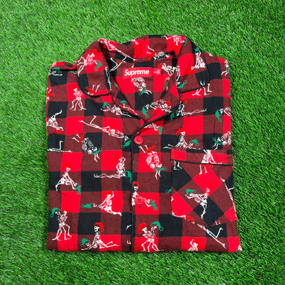 Supreme Hanes Red Holiday Pajama Shirt (2025) Size Medium USED x16733