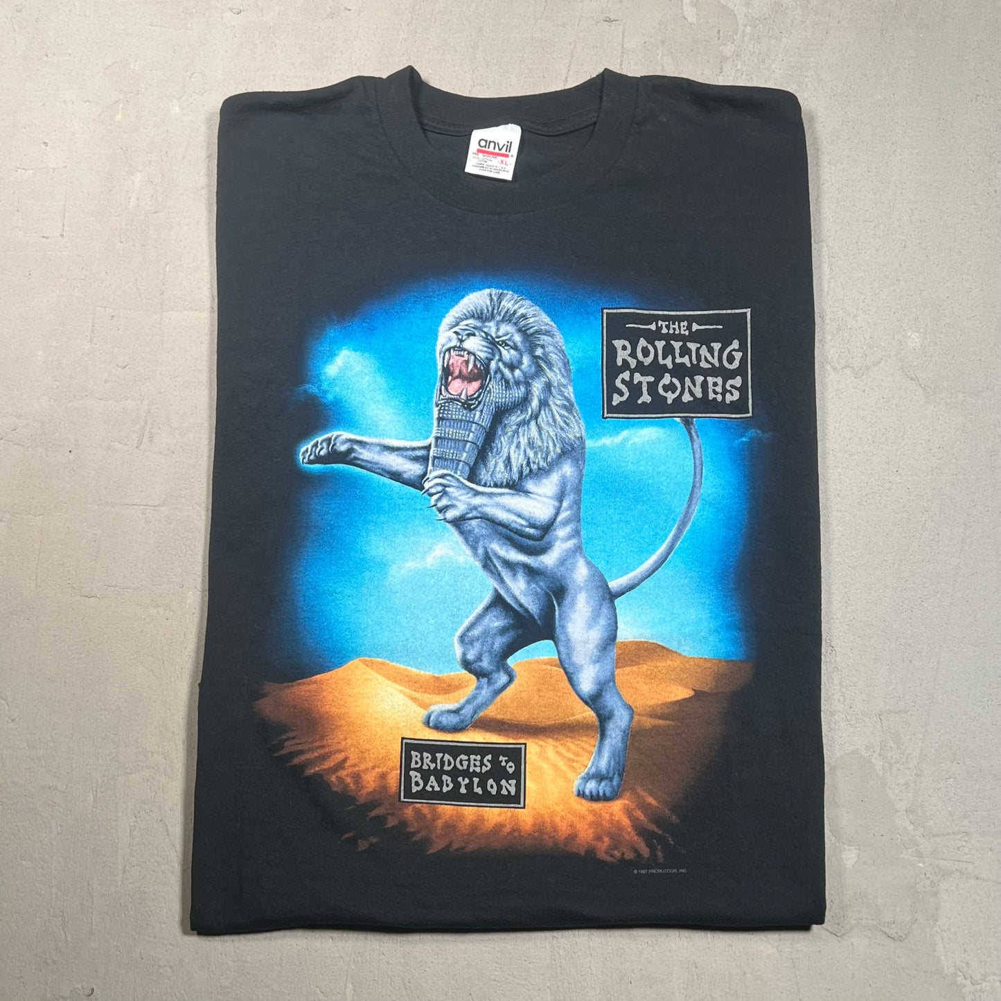 1997 Rolling Stones Bridges To Babylon World Tour Black Tee Size XL USED v19454