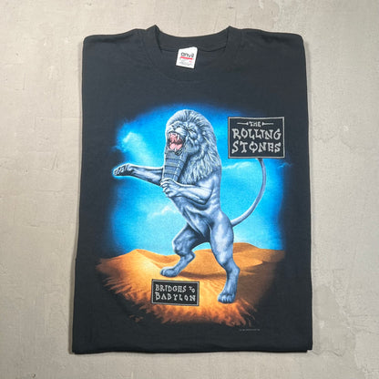 1997 Rolling Stones Bridges To Babylon World Tour Black Tee Size XL USED v19454