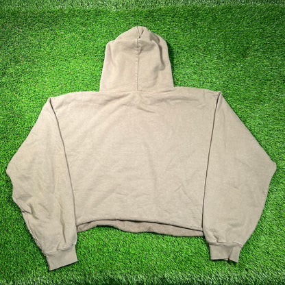 GV Gallery Raspberry Hills Yellow Logo Olive Green Hoodie Size Large Crooped USED x16700