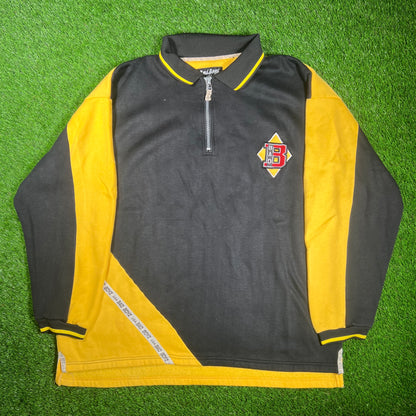 1990s Bad Boys Black/Yellow Half Zip Polo Size XXL USED v18132