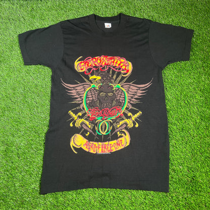 1993 Aerosmith Aero Force One Tour Black Tee Size Large USED v16633