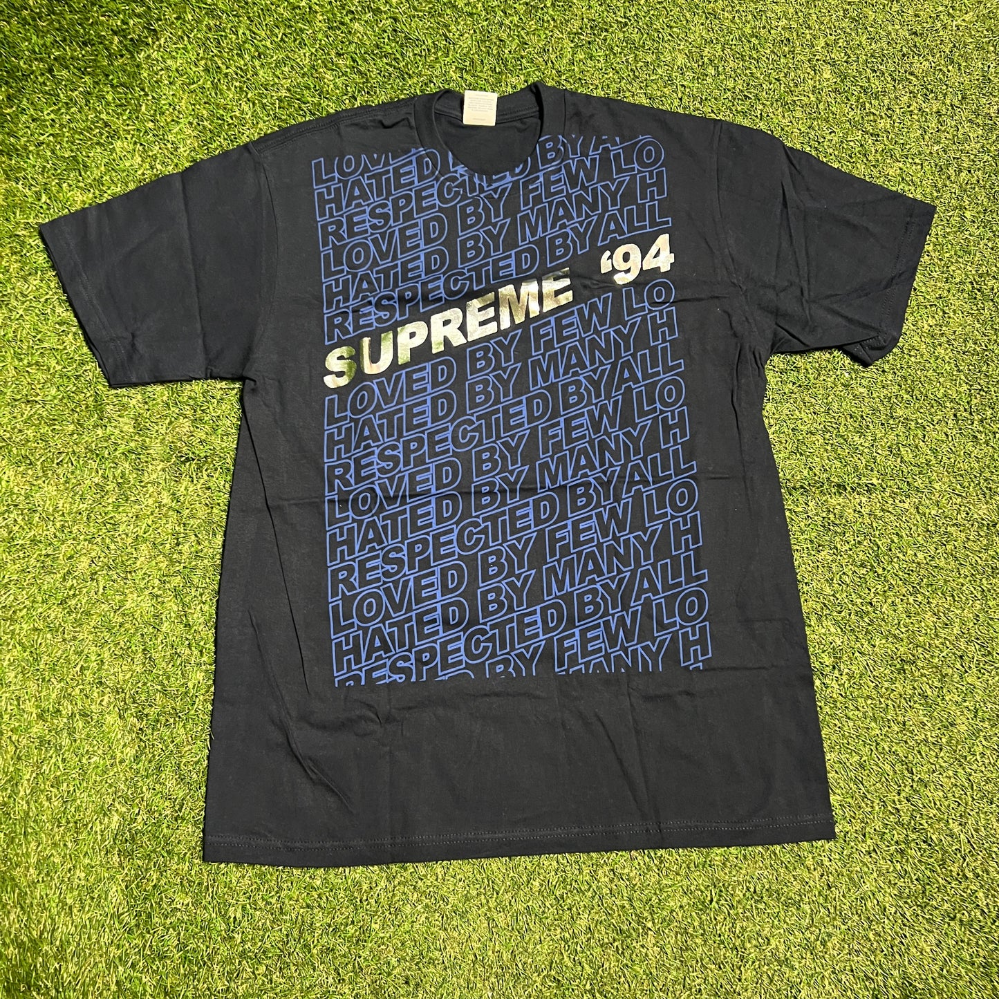 Supreme AOP Respected Navy Tee Size Medium NEW x13648