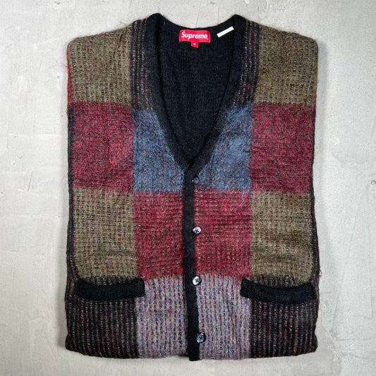Supreme Brush Grid Cardigan Black (2022) Size Medium USED x18368