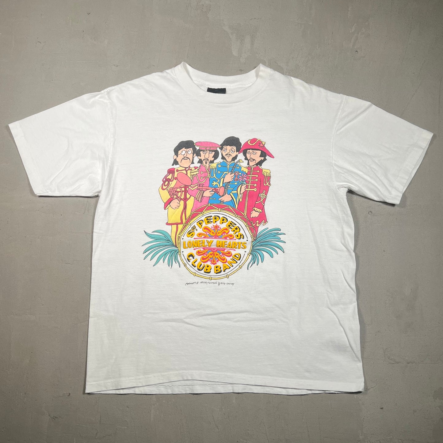 1980s The Beatles Lonely Hearts Club Band White Tee Size XL USED v19456