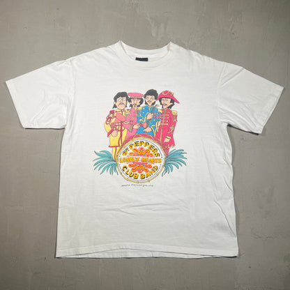 1980s The Beatles Lonely Hearts Club Band White Tee Size XL USED v19456